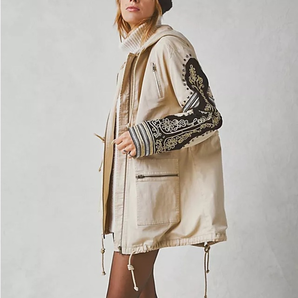 Free People Golden Quills Military Parka